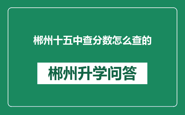 郴州十五中查分数怎么查的