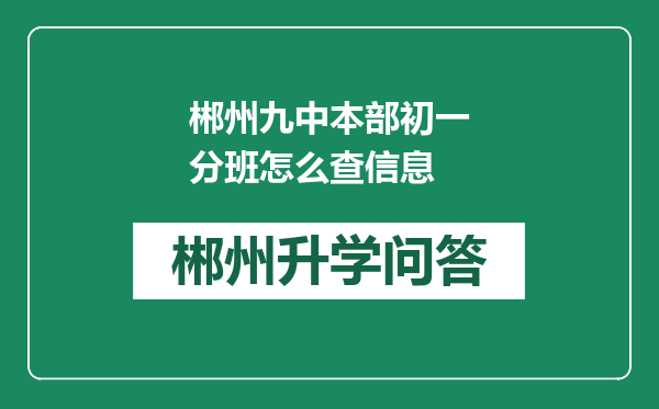 郴州九中本部初一分班怎么查信息