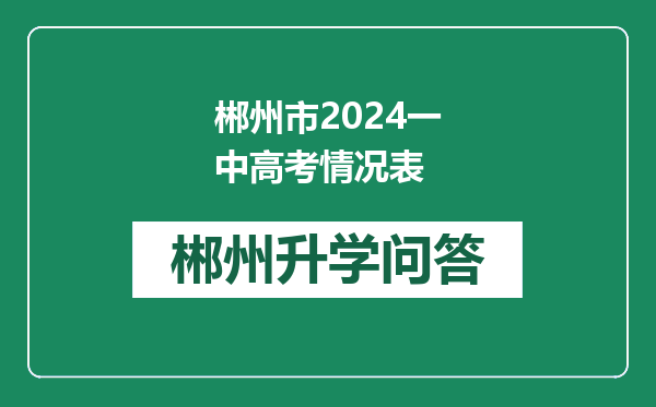 郴州市2024一中高考情况表