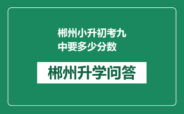 郴州小升初考九中要多少分数