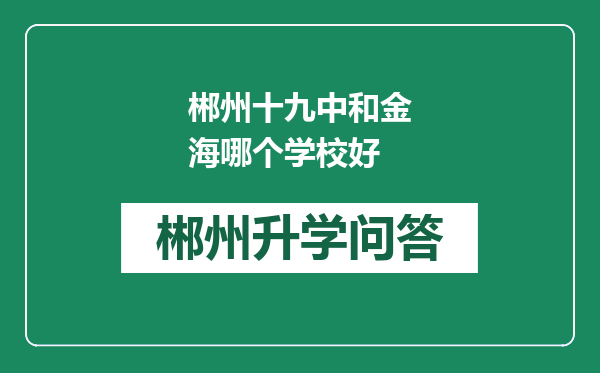 郴州十九中和金海哪个学校好