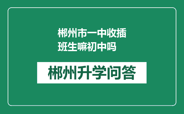 郴州市一中收插班生嘛初中吗