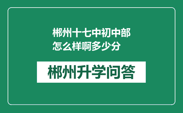 郴州十七中初中部怎么样啊多少分