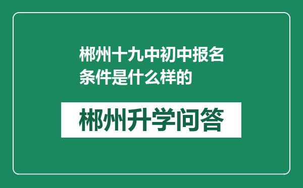 郴州十九中初中报名条件是什么样的