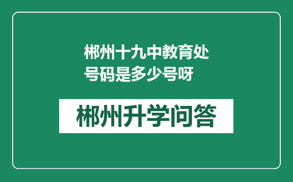 郴州十九中教育处号码是多少号呀