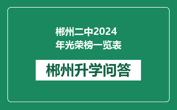 郴州二中2024年光荣榜一览表