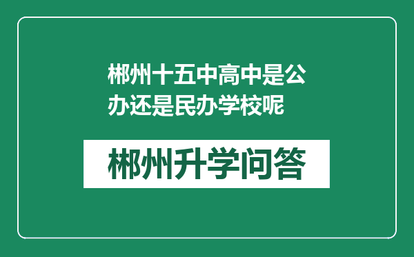 郴州十五中高中是公办还是民办学校呢