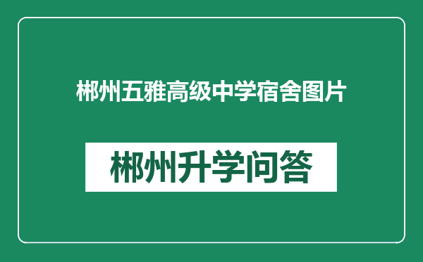 郴州五雅高级中学宿舍图片