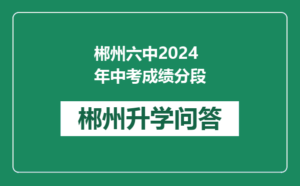 郴州六中2024年中考成绩分段