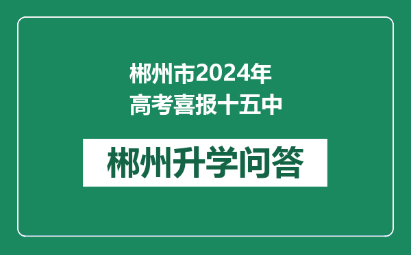 郴州市2024年高考喜报十五中