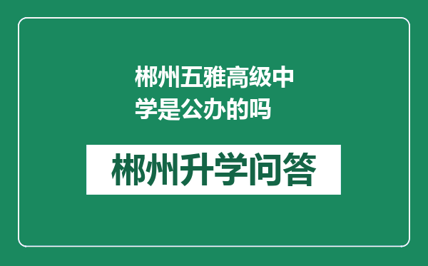 郴州五雅高级中学是公办的吗