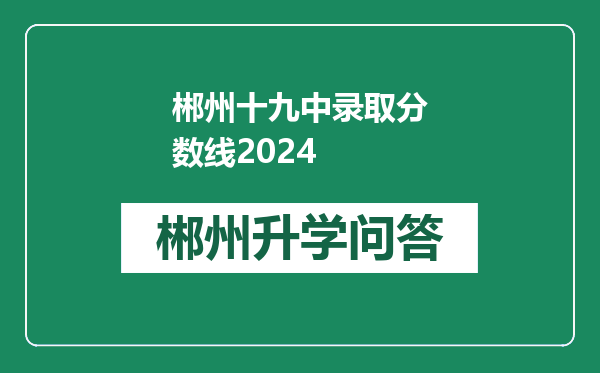 郴州十九中录取分数线2024