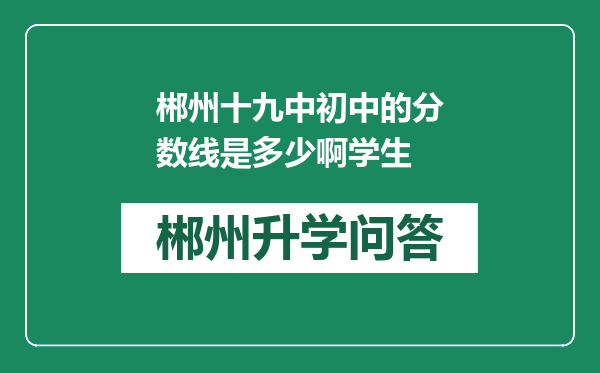 郴州十九中初中的分数线是多少啊学生