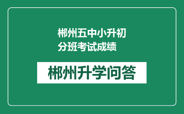 郴州五中小升初分班考试成绩