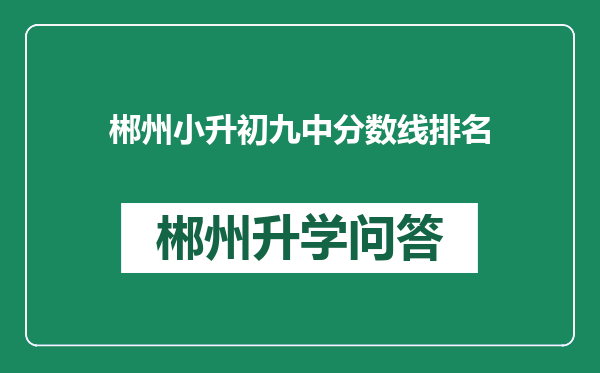 郴州小升初九中分数线排名