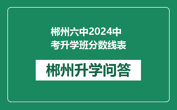 郴州六中2024中考升学班分数线表