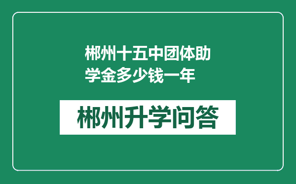 郴州十五中团体助学金多少钱一年