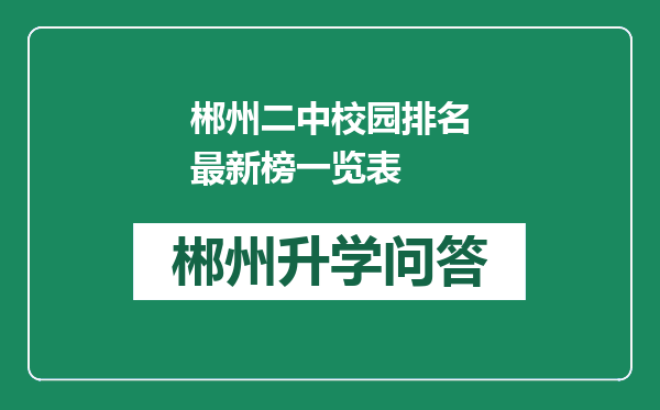 郴州二中校园排名最新榜一览表