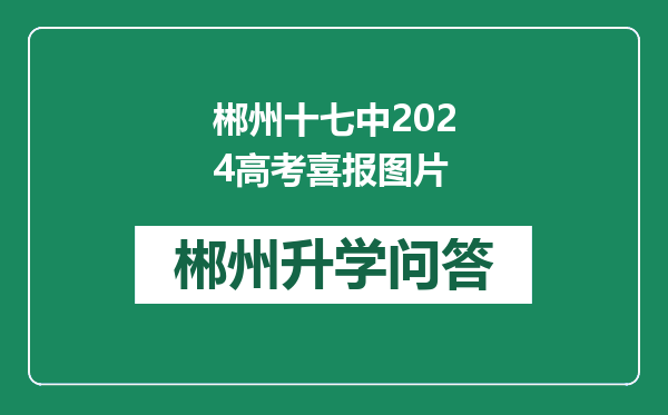 郴州十七中2024高考喜报图片