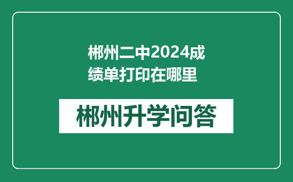 郴州二中2024成绩单打印在哪里