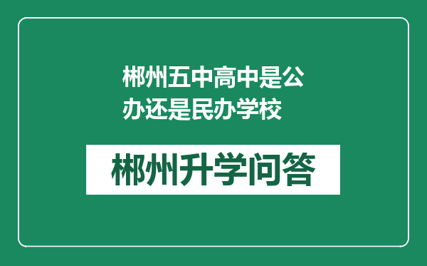 郴州五中高中是公办还是民办学校