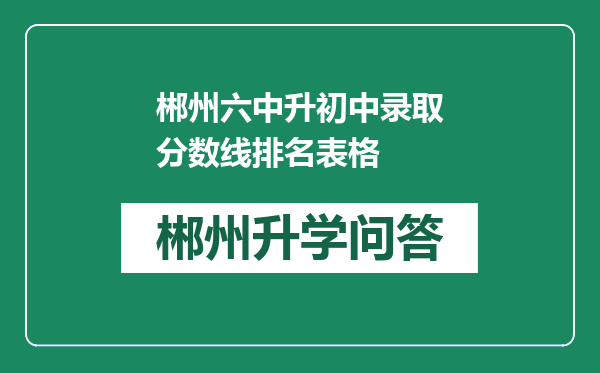 郴州六中升初中录取分数线排名表格