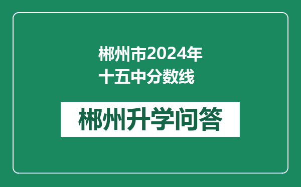 郴州市2024年十五中分数线