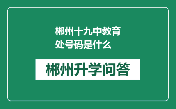 郴州十九中教育处号码是什么