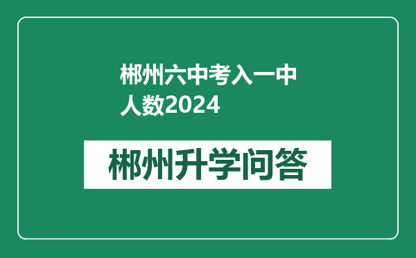 郴州六中考入一中人数2024