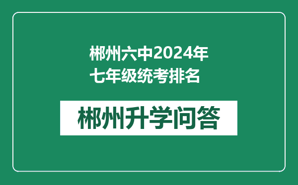 郴州六中2024年七年级统考排名