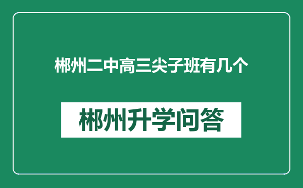 郴州二中高三尖子班有几个