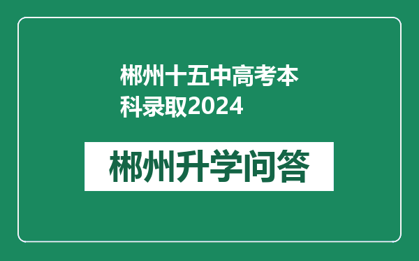 郴州十五中高考本科录取2024