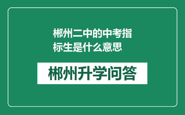 郴州二中的中考指标生是什么意思