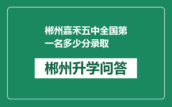 郴州嘉禾五中全国第一名多少分录取