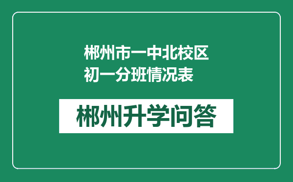 郴州市一中北校区初一分班情况表