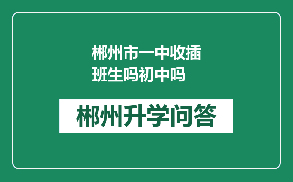 郴州市一中收插班生吗初中吗