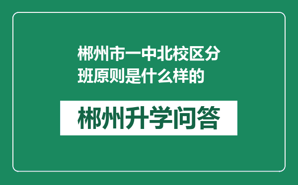 郴州市一中北校区分班原则是什么样的