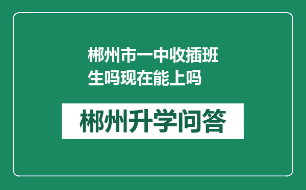 郴州市一中收插班生吗现在能上吗