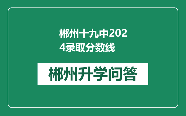 郴州十九中2024录取分数线