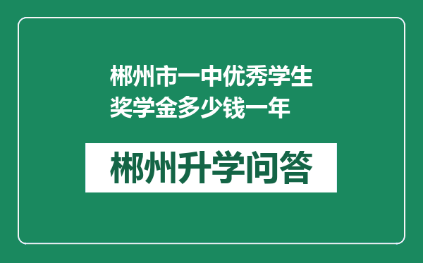 郴州市一中优秀学生奖学金多少钱一年