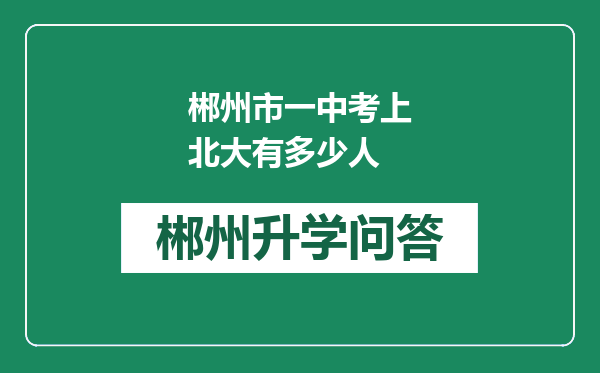 郴州市一中考上北大有多少人