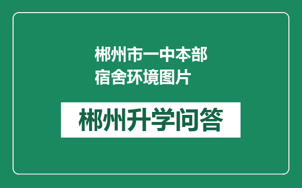 郴州市一中本部宿舍环境图片