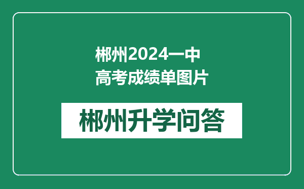 郴州2024一中高考成绩单图片