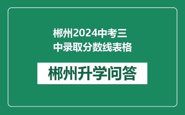 郴州2024中考三中录取分数线表格