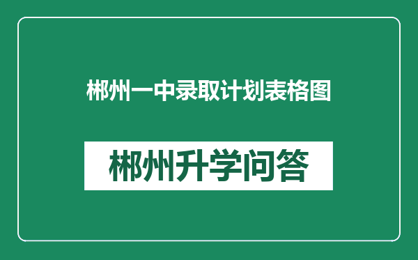 郴州一中录取计划表格图