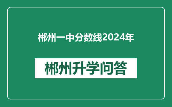 郴州一中分数线2024年