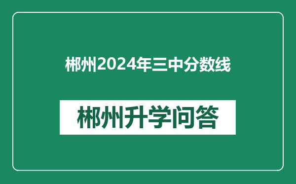 郴州2024年三中分数线