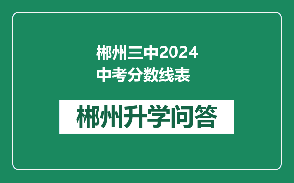 郴州三中2024中考分数线表