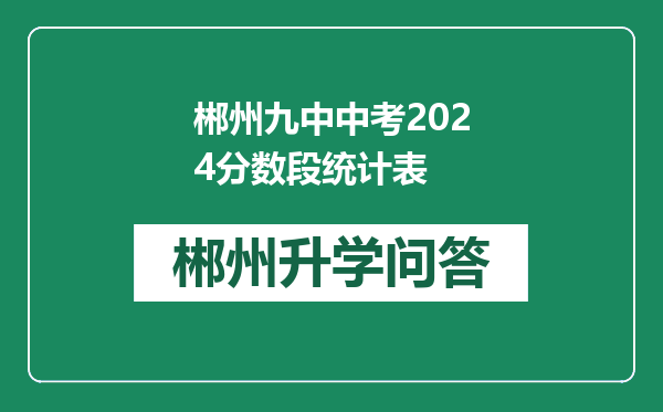 郴州九中中考2024分数段统计表