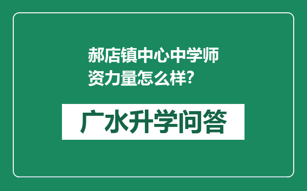 郝店镇中心中学师资力量怎么样？